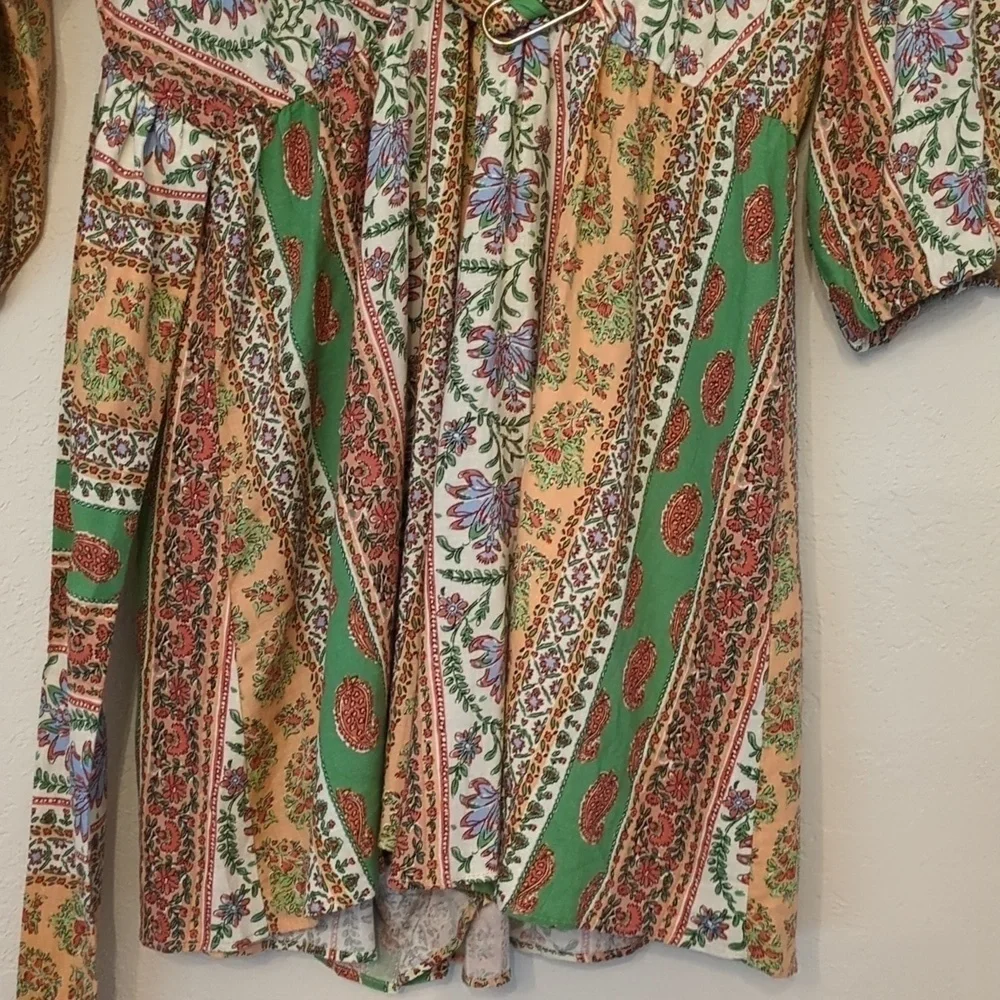 Zara Linen Blend Summer Festival jumpsuit Bohemian  romper back split vacation L